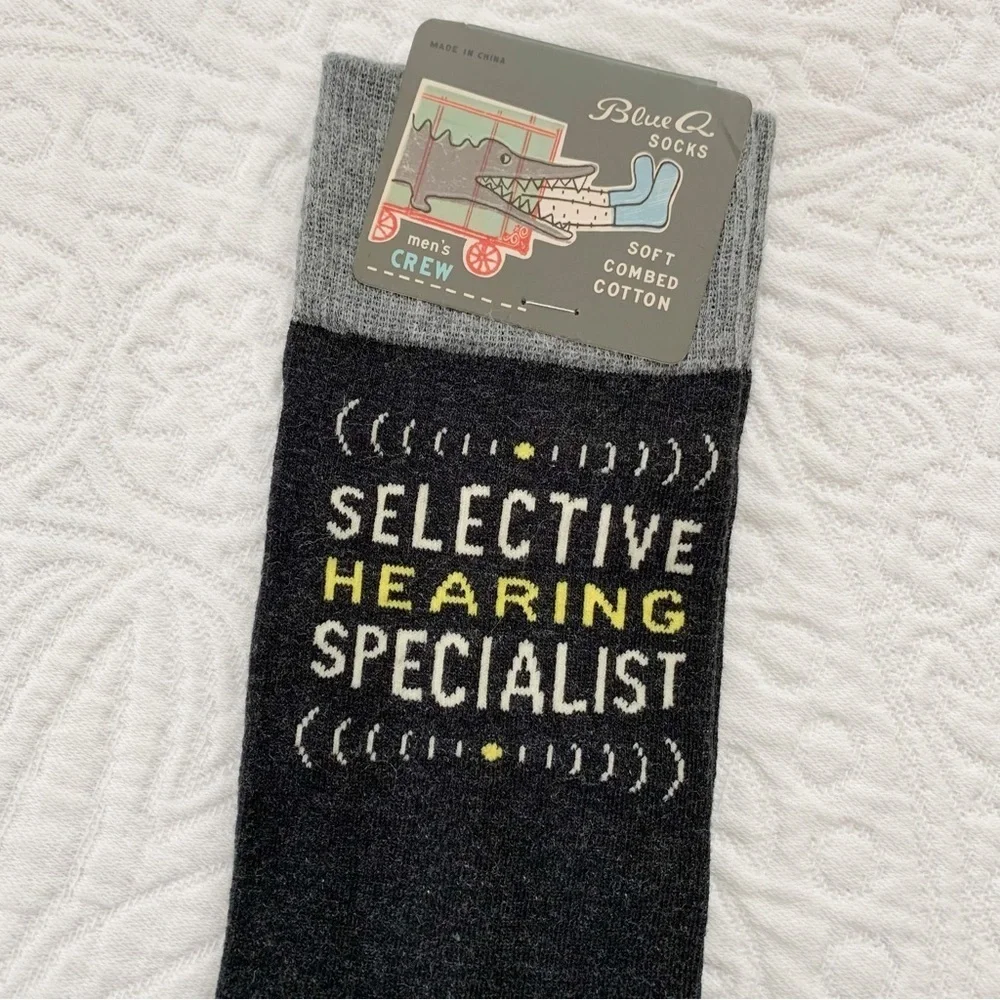 Blue Q Men’s Crew Socks, Selective Hearing‎ Specialist